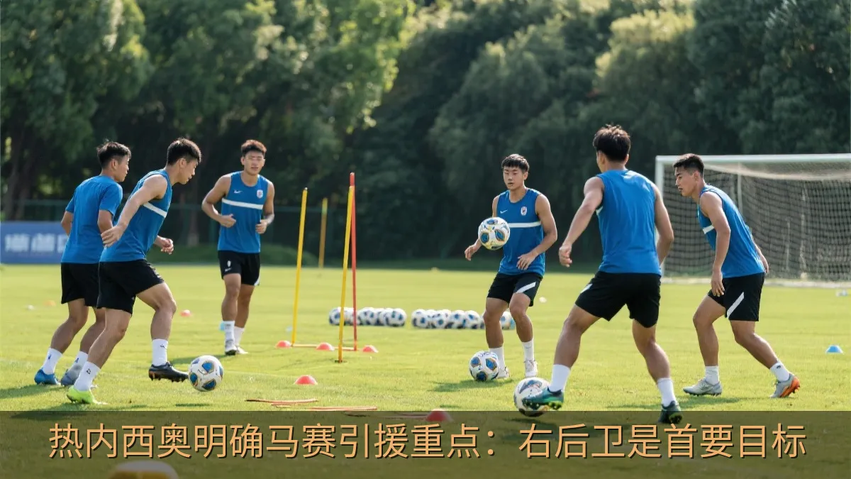 足球队在夏季训练中进行传球和体能练习